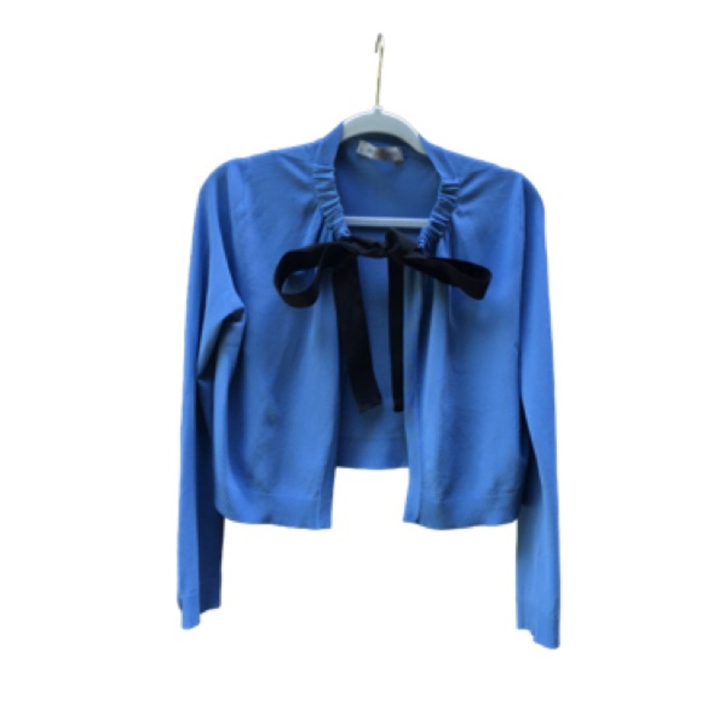 SportMax (a MaxMara line) Cropped Cardigan Sweater, Periwinkle Blue, Size Medium